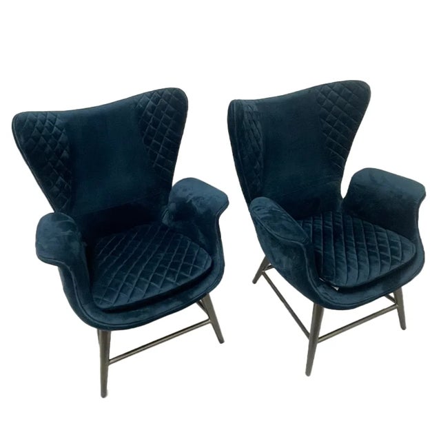 Metal Sarreid Ltd. Blue Wings Chairs- a Pair For Sale - Image 7 of 9