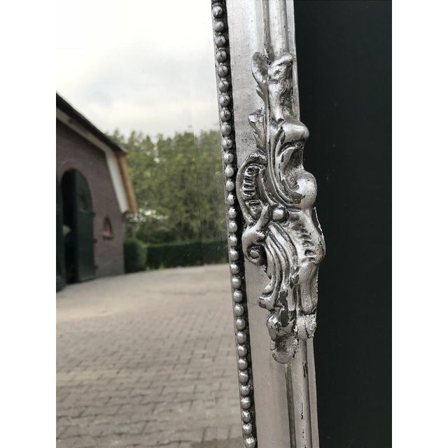 Late 20thC Italian Rococo Silver Beech Floor Mirror For Sale - Image 4 of 12