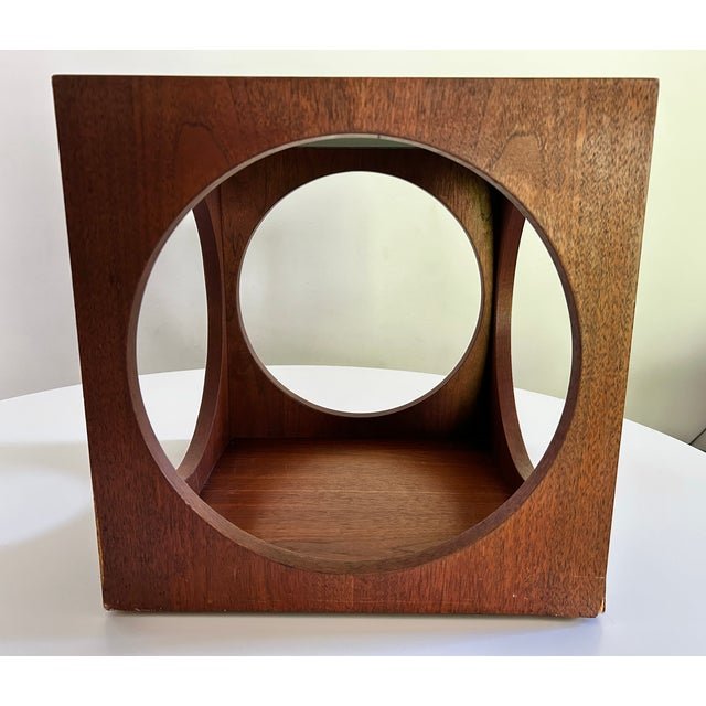 1970s Vintage MCM Lane Cube Circle Smoked Glass End Table For Sale - Image 5 of 13