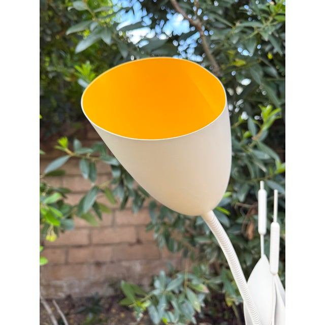 1960s Mid-Century Modern 2-Light Cattail Floor Lamp With Adjustable Gooseneck Arms For Sale In Los Angeles - Image 6 of 7
