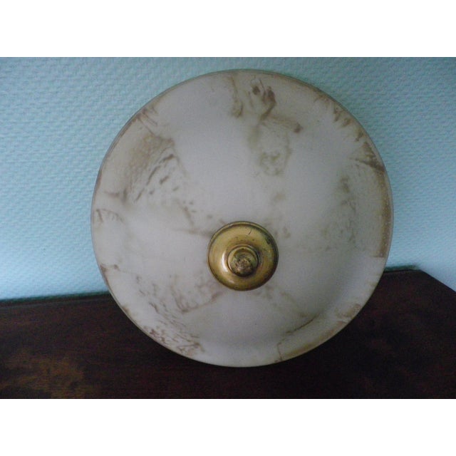 Metal Pendant Light with Chains and Bowl-Shaped Lampshade, 1960s For Sale - Image 7 of 16