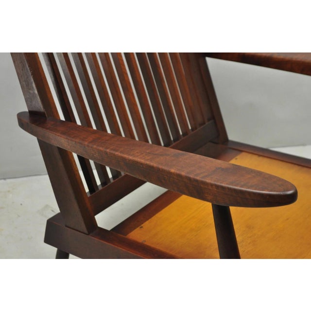 Vintage George Nakashima Spindle Back Black Walnut "Cushion" Lounge Arm Chair For Sale - Image 9 of 18