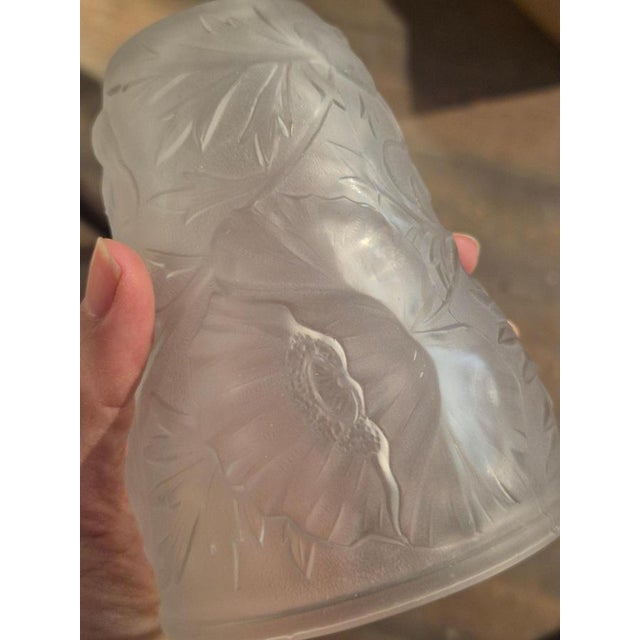 Metal Art Nouveau Chandelier with Glass Shades and Decor of Poppies, France, 1920s For Sale - Image 7 of 8