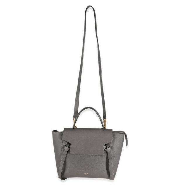 Gray Grey Grained Calfskin Micro Belt Bag For Sale - Image 8 of 8