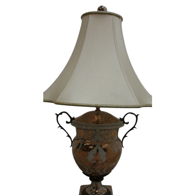 1980s Porcelain Gold Gilt Italian Regency Table Lamp Light Jardiniere B For Sale - Image 4 of 10