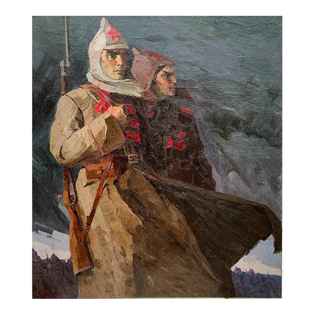 Red Army Budyonnovtsy Great Oil Painting Original Artist Osenniy m.s. 130-115 1970 For Sale