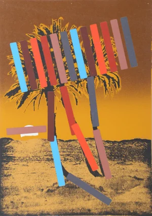 "Gold Palm" Working Proof Print by Menashe Kadishman