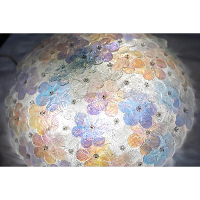 1950s Multicolor Iridescent Murano Glass Flowers Basket Ceiling Lights by Barovier, 1950 For Sale - Image 5 of 9