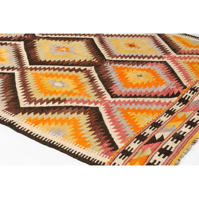 Turkish Vintage Handwoven Kilim Rug For Sale - Image 3 of 10