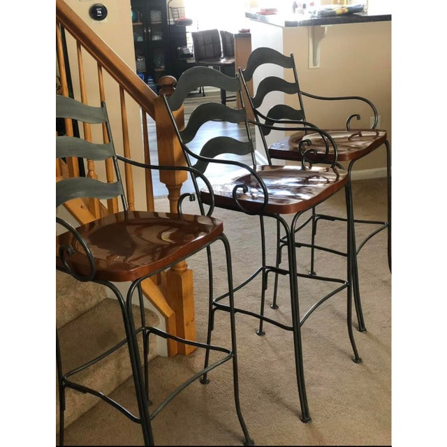1990s Ethan Allen Tall Stools-Set of 3 For Sale - Image 10 of 15