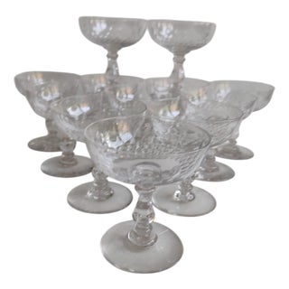 Crystal Champagne Glasses from Baccarat, 1920s, Set of 12 For Sale