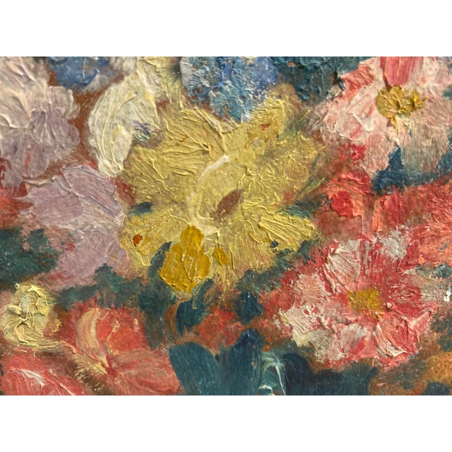 Abstract Expressionism Vintage Flower Painting Assorted Flowers Signed For Sale - Image 3 of 7