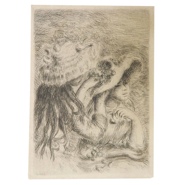 Early 20th Century Renoir Le Chapeau Epingle Etching For Sale