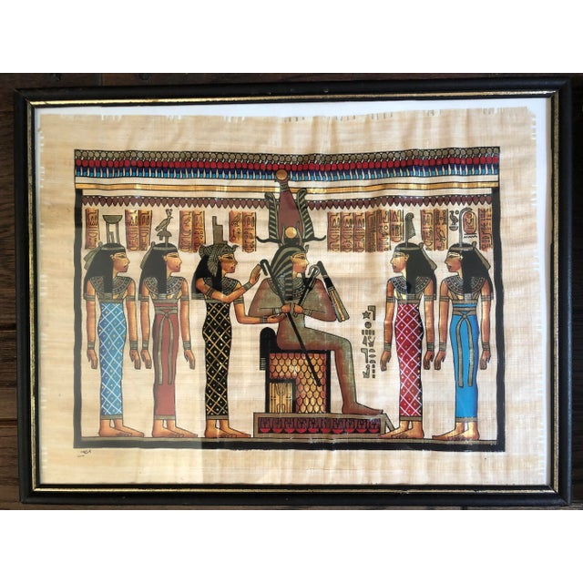 Mid 20th Century Mid 20th Century Set of 4 Framed Egyptian Prints on Papyrus For Sale - Image 5 of 7