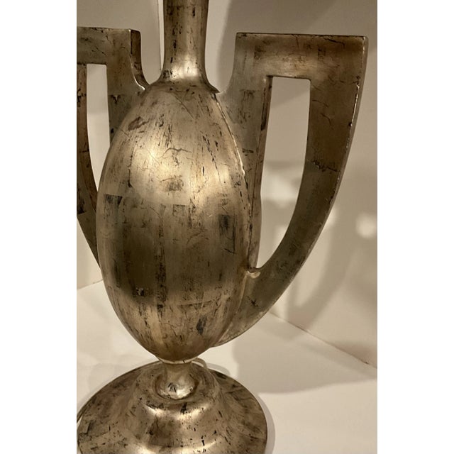 Metal Vintage Empire Two Socket Table Lamp With Restoration Hardware Linen Shade For Sale - Image 7 of 9