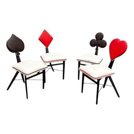 Mid-Century Modern Card Suit Dining Chairs, Set of 4 For Sale
