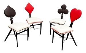 Mid-Century Modern Card Suit Dining Chairs, Set of 4
