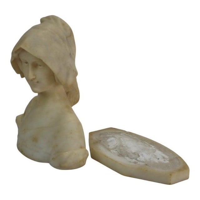 Antique Carved Marble Bust of Joan of Arc 19thc For Sale - Image 4 of 8