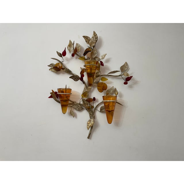 Italian Murano Glass and Florentine Tole Wall Sculpture by Jordan, 1950s For Sale - Image 9 of 15