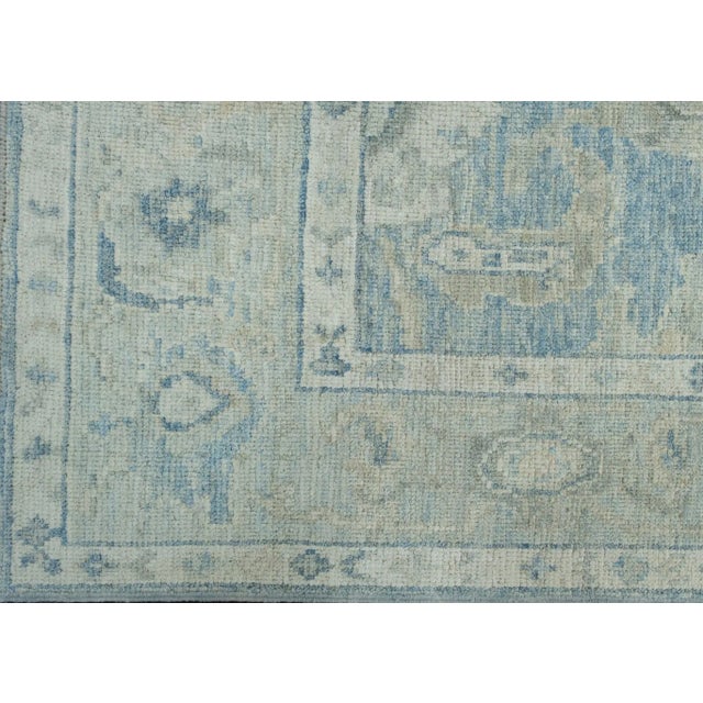 Green & Blue Turkish Oushak Rug 4' x 6'5" For Sale - Image 4 of 8