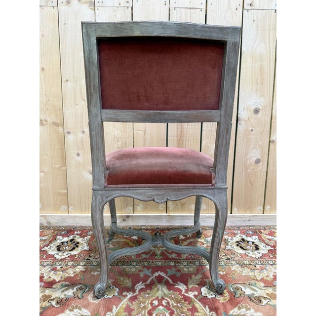 Brown Venetian Louis XV Style Chairs Lacquered Wood with Painted Details and Burgundy Velvet Seats, Set of 8 For Sale - Image 8 of 10