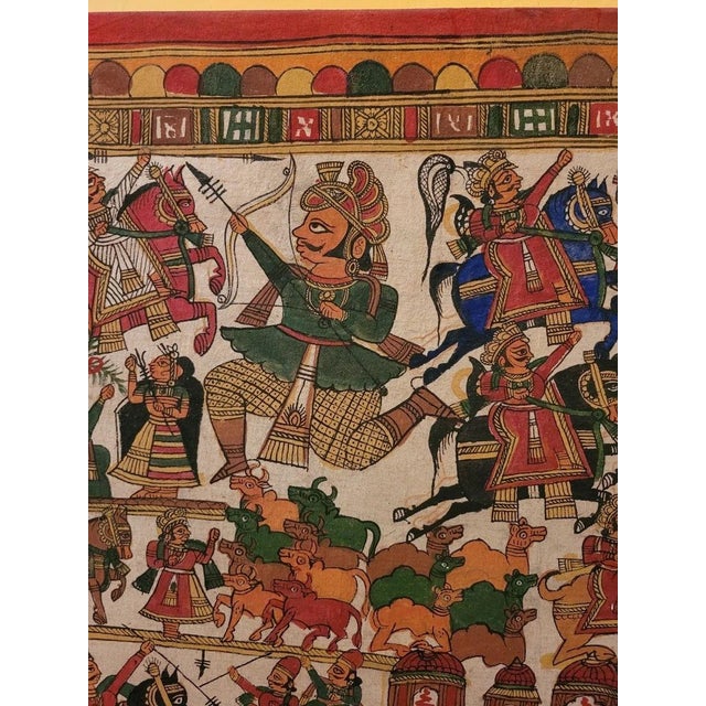 Red 1980s Rajasthani Scroll Painting For Sale - Image 8 of 12