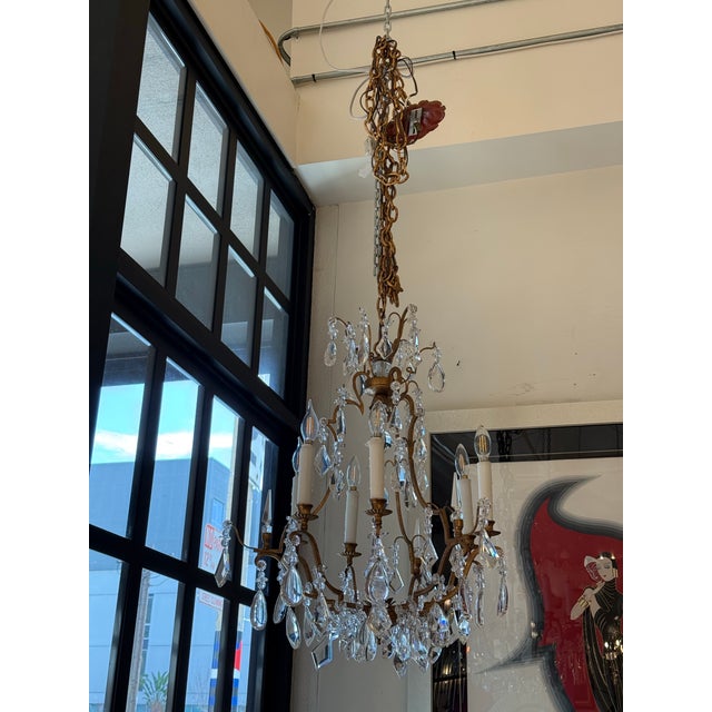 Dennis and Leen In the Style of Dennis & Leen Golden Crystal Chandelier For Sale - Image 4 of 12