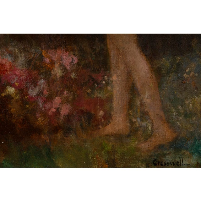 Albert Cresswell, Nymph Adorning a Bust in a Garden, Oil on Canvas For Sale - Image 7 of 16