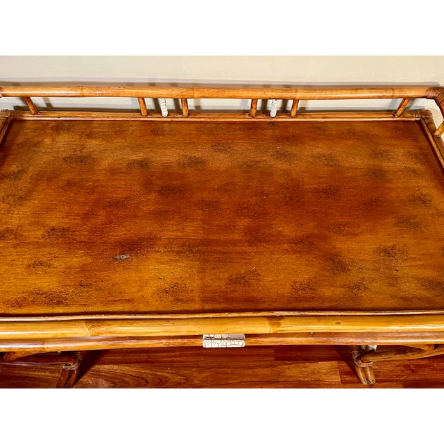 1950s Rattan Writing Desk Tommi Parzinger Style For Sale In New Orleans - Image 6 of 12