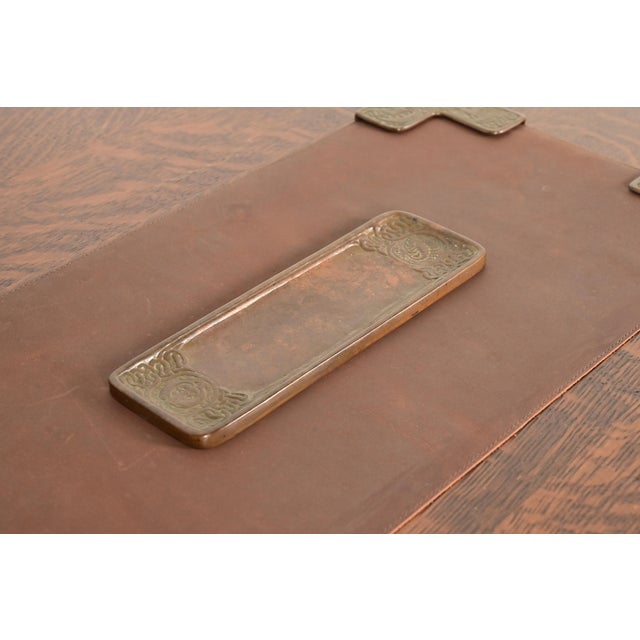 Art Deco Tiffany Studios New York Zodiac Pattern Bronze Pen Tray For Sale - Image 3 of 12