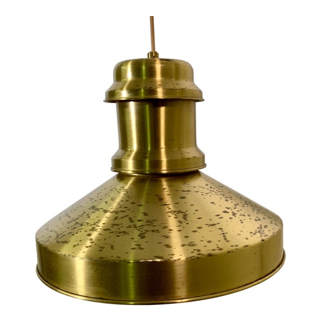 Holmegaard Brass Lamp, Large Holmegaard Original 1970s "Skibslampe 36" in Solid Brass and Glass Shade, Sidse Werner Design, Vintage Danish For Sale