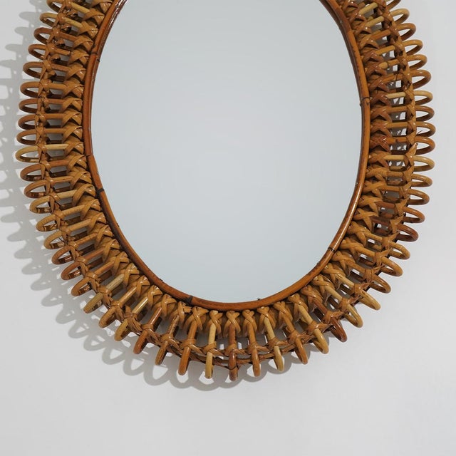 Wall Mirror with Rattan Frame, 1950s For Sale - Image 10 of 12
