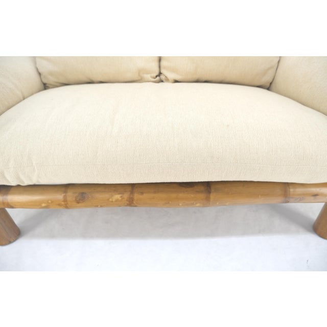 Thick Bamboo Frame Mid Century Modern c1970s Loveseat Sofa MINT For Sale - Image 16 of 18