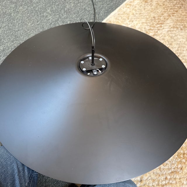 Mid-Century Modern Space Age Saucer Pendant, Matte Black For Sale - Image 3 of 10