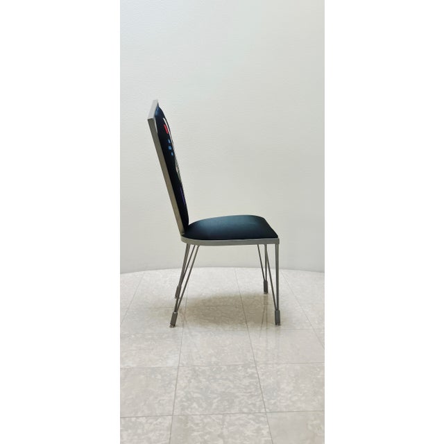 Memphis Inspired Artist-Made Steel and Textile Chair For Sale - Image 4 of 13