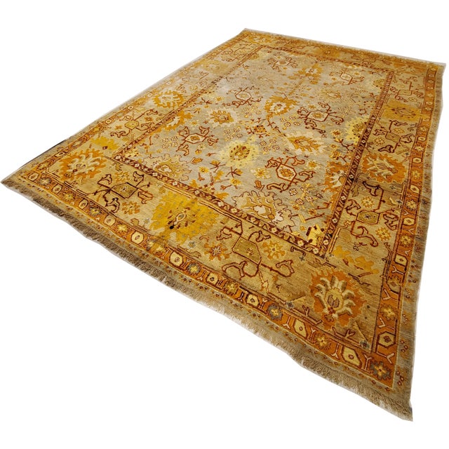 Oushak rugs, also known as Ushak rugs, are woven in Western Turkey and have distinct designs, such as angular large-scale...