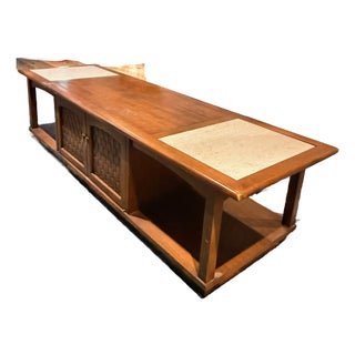 Vintage Lane Coffee Table With Travertine Inserts For Sale