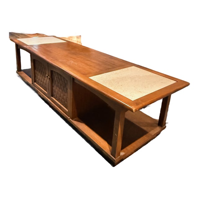 Vintage Lane Coffee Table With Travertine Inserts For Sale