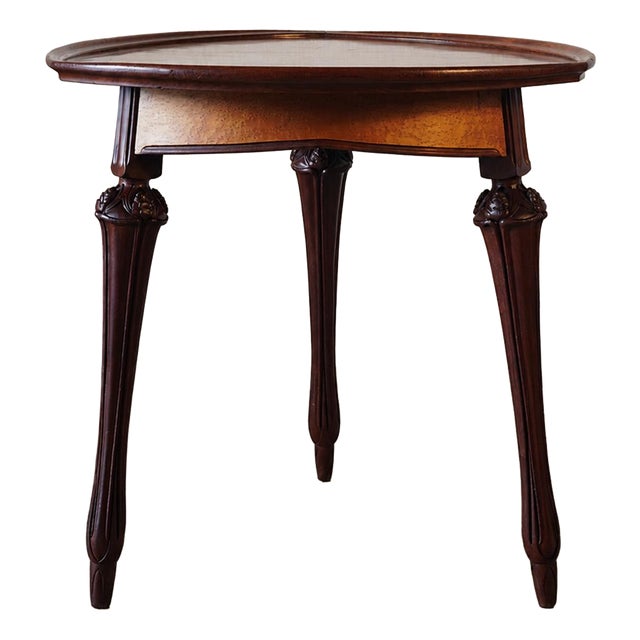 Tripod Pedestal Table in Mahogany and Walnut, 1920s For Sale