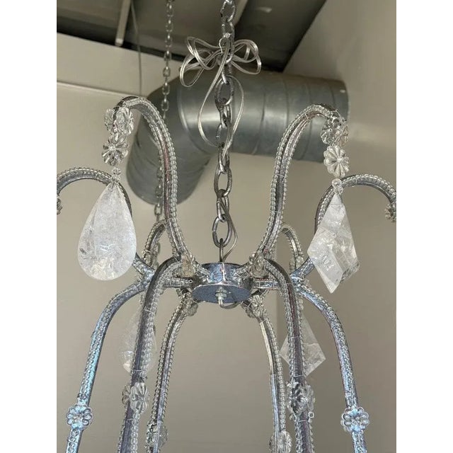French Rock Crystal Silvered Chandelier For Sale In Los Angeles - Image 6 of 8