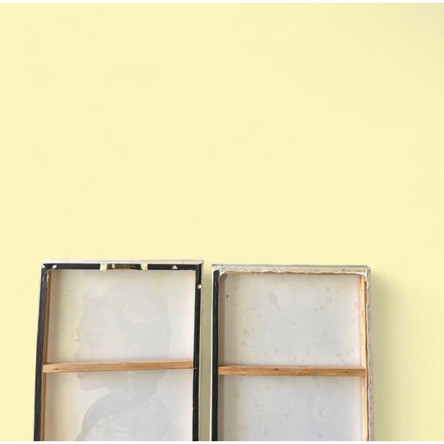 Set of 2 Floral Portrait Women Canvas Paintings Medium Unframed For Sale - Image 4 of 4