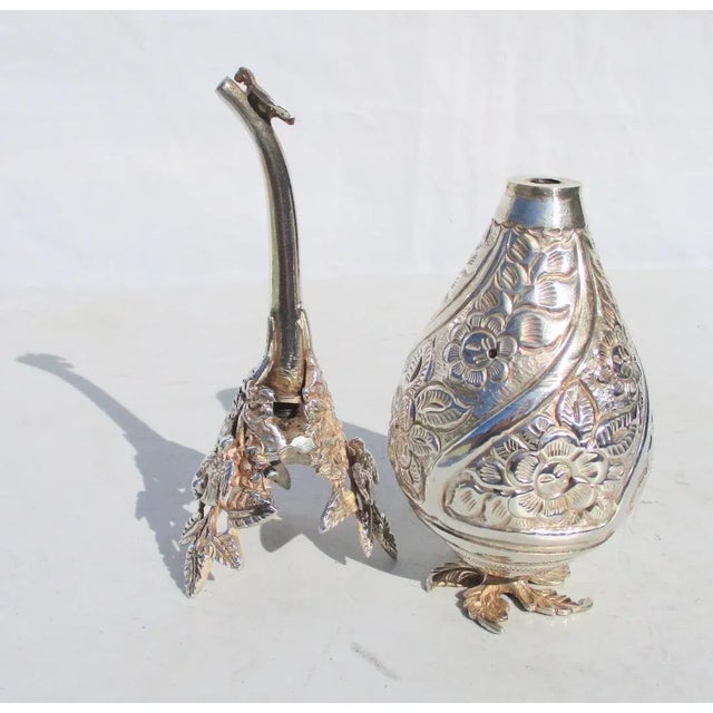 Metal Turkish Silver Rose Water Sprinkler For Sale - Image 7 of 9