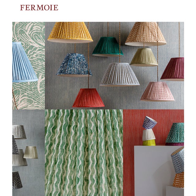 English Fermoie 20 Inch Tall Empire Lampshade in Indigo Blue Wicker Pattern For Sale - Image 3 of 4