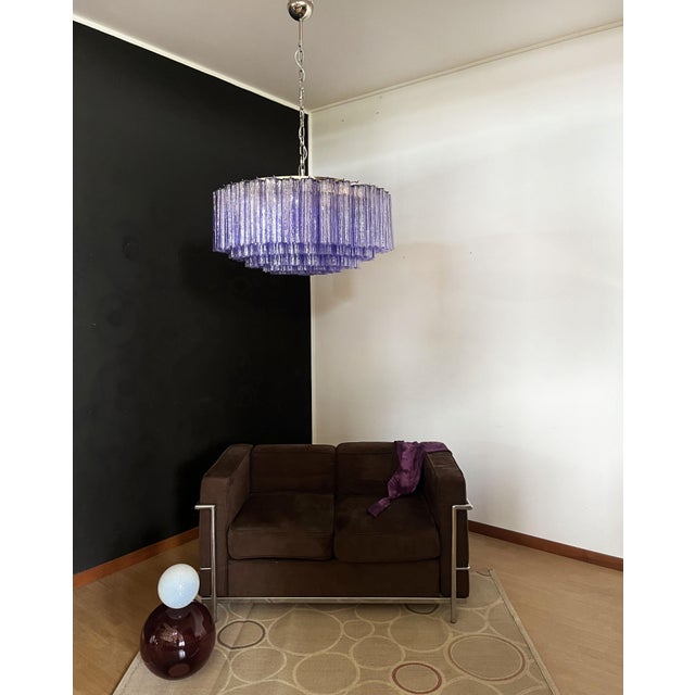 Mauve Large Murano Glass Chandelier, 1990s For Sale - Image 8 of 16
