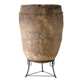 Early 20th Century Berber Antique Unglazed Clay Storage Pot, Morocco For Sale