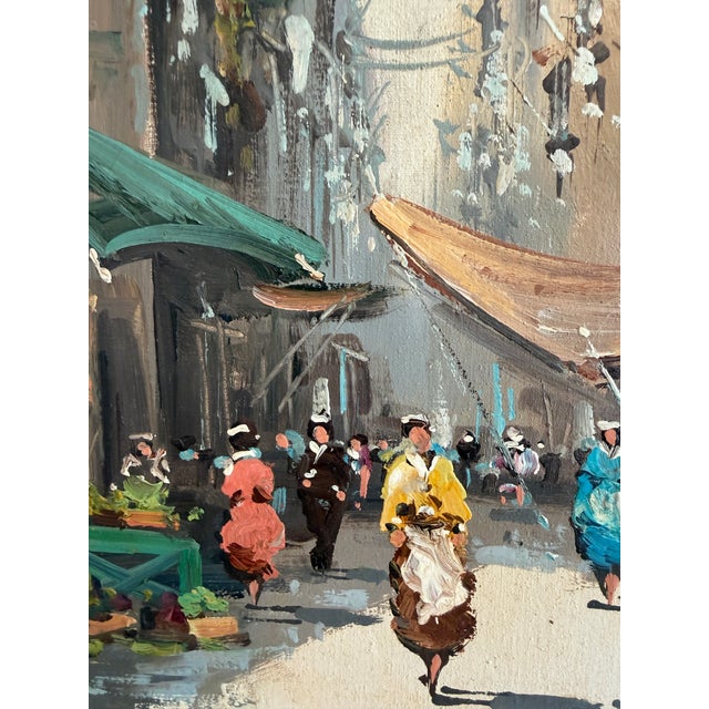 1970s Antonio De Vity (1901-1993) Oil Painting Italian Street Market Scene Cityscape For Sale - Image 5 of 12