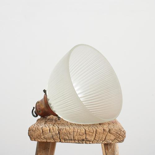 Antique Reclaimed Holophane Church Glass Pendant Light, 1940s For Sale - Image 3 of 6