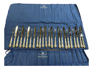 Silver-Plated Fruit Knife and Fork Set by Mappin & Webb, Set of 24