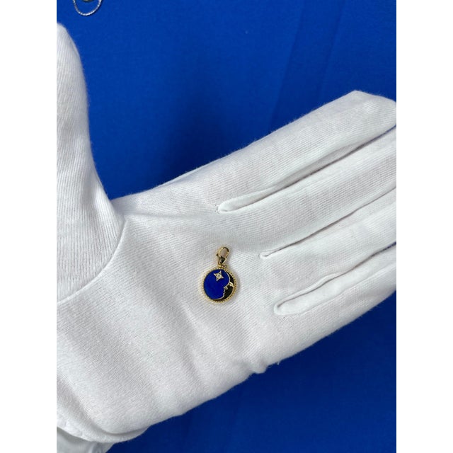 Diamond Lunar Moon Celestial Star Sky Gold Blue Lapis Lazuli Medallion Pendant For Sale - Image 15 of 18