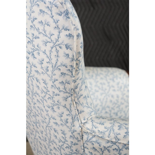 Blue Antique Victorian Carved Walnut Spoon-Back Blue Floral Salon Armchair C. 1880s For Sale - Image 8 of 18